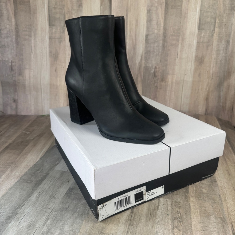 sold lack Block Heeled Boots FInlo Onyx Stella 4"